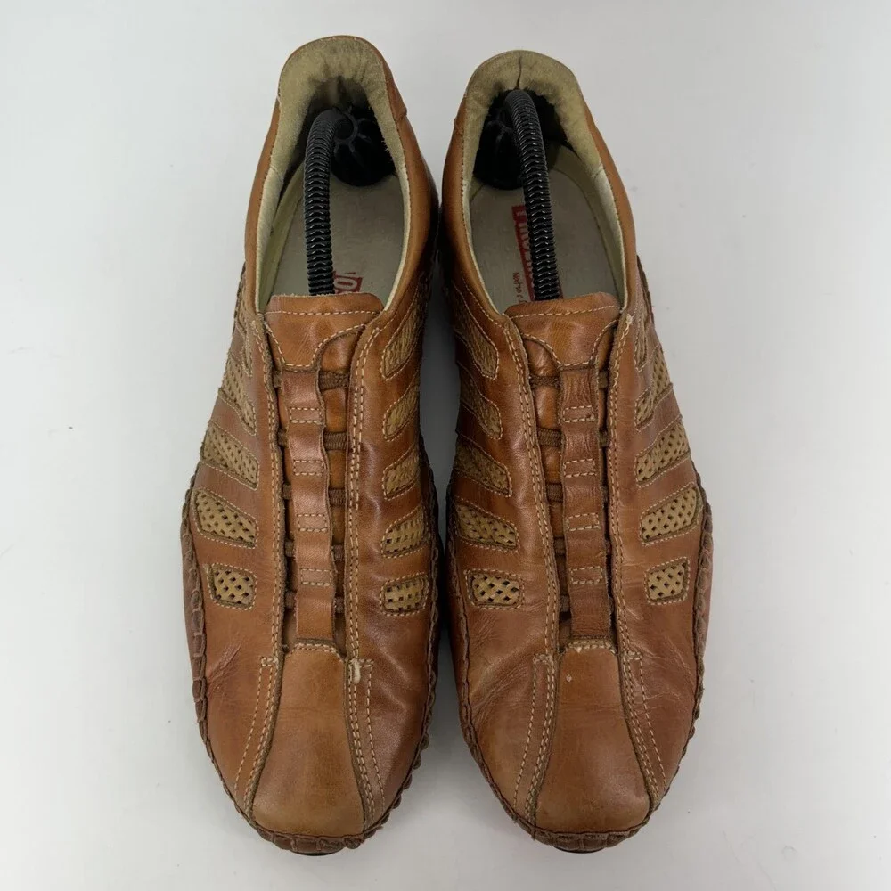 Pikolinos Shoes Mens Size 10 EU 43 Fuencarral Brown Leather Perforated Slip On